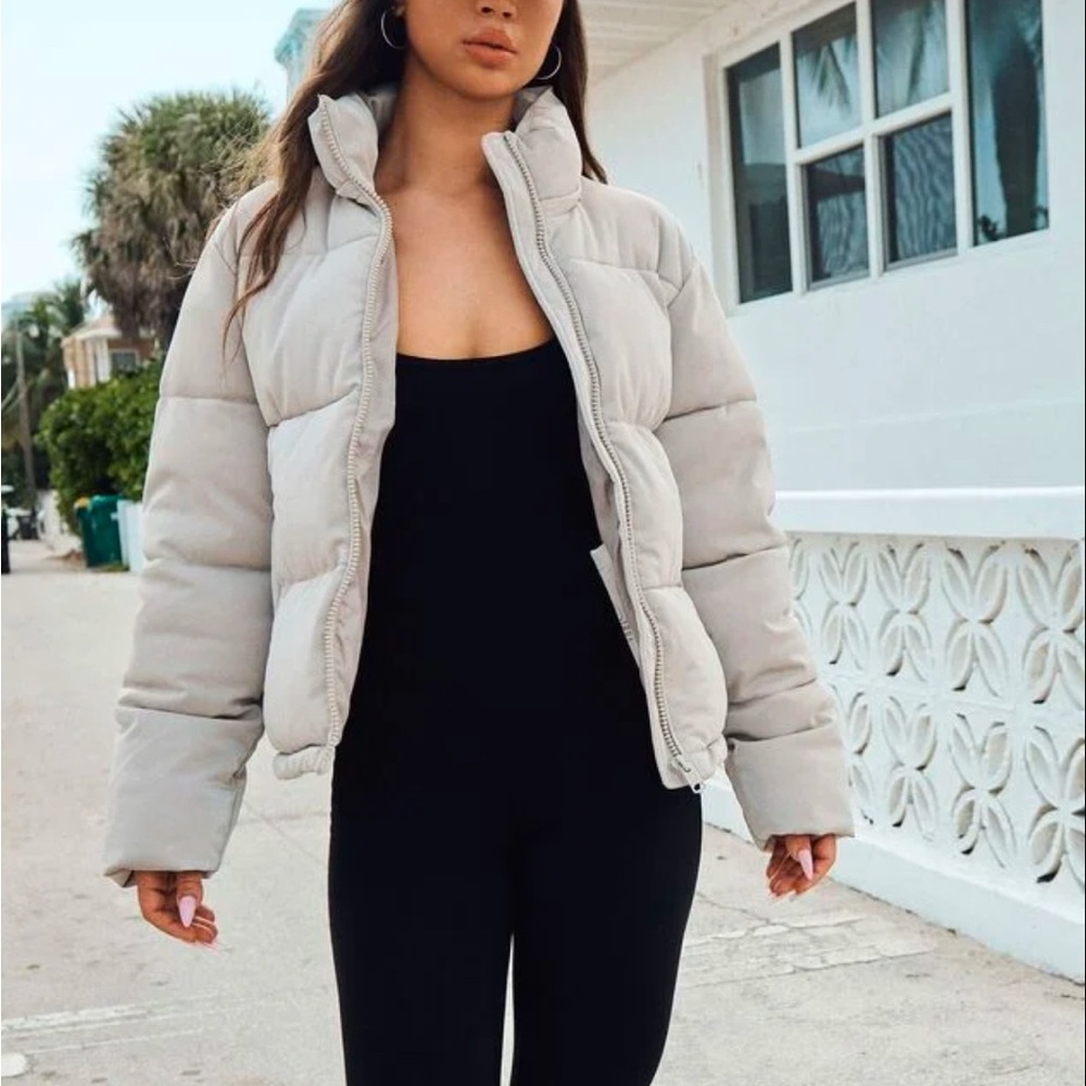 Ivory / Off-White Reflective Puffer Jacket